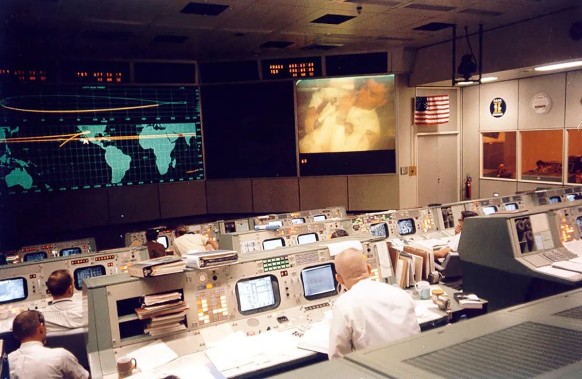 Calm before the storm: all is routine in mission control, just hours before Apollo 13 reports a “problem”. Credit: NASA