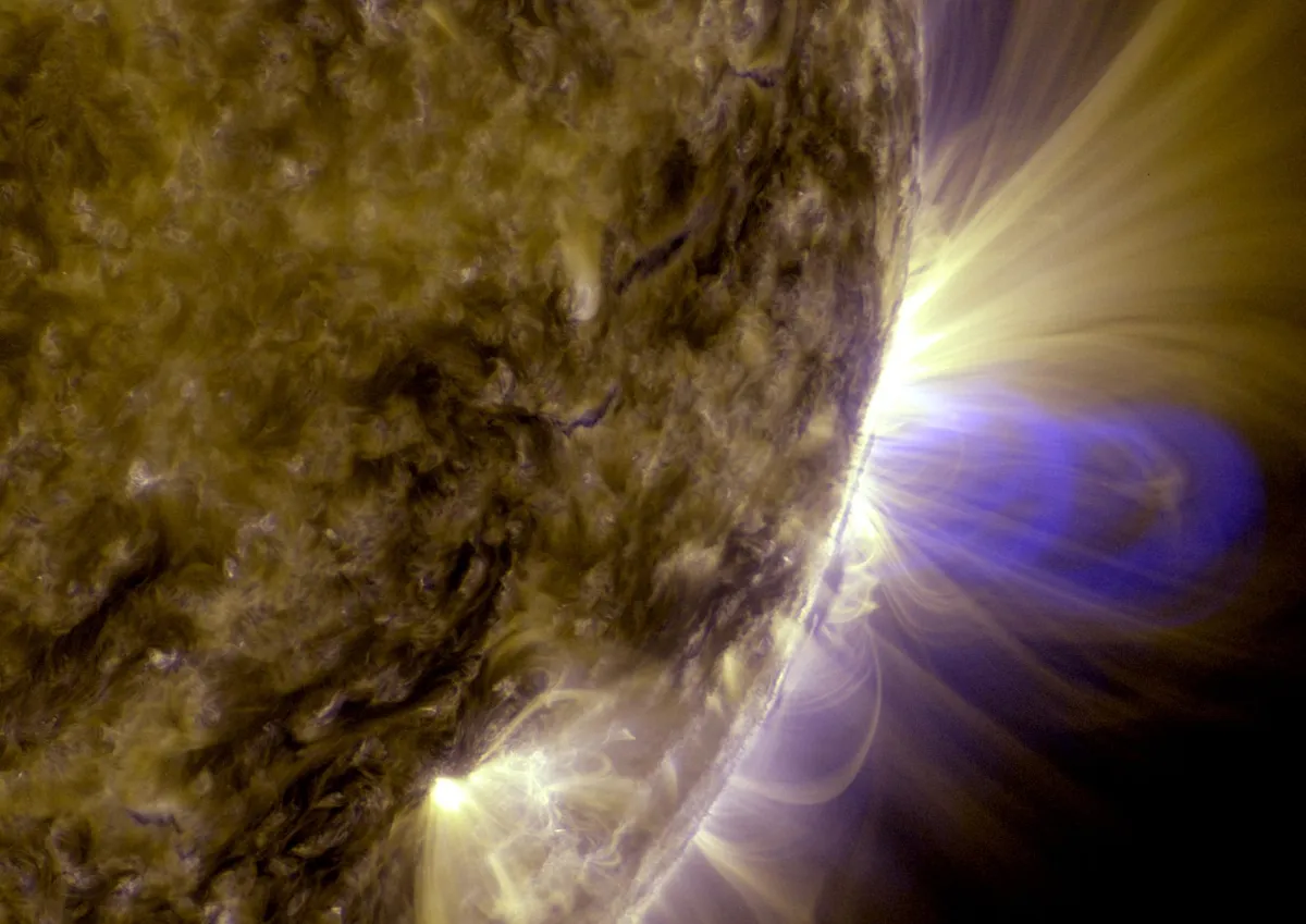 Magnetic fields are created around moving charged particles. Credit: NASA/Goddard Space Flight Center/SDO