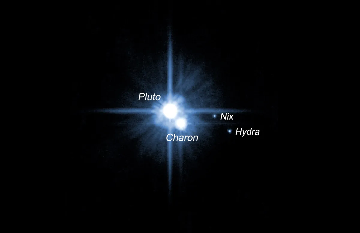 Hubble discovered three moons around dwarf planet Pluto. Credit: NASA, ESA, H. Weaver (JHU/APL), A. Stern (SwRI), and the HST Pluto Companion Search Team