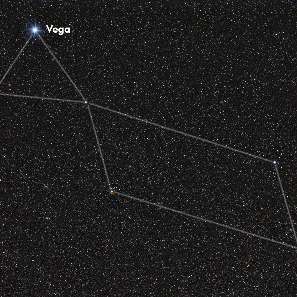 Use star Vega to find the Lyra constellation and help you spot a Lyrid meteor. Credit: Bernhard Hubl / CCDGuide.com