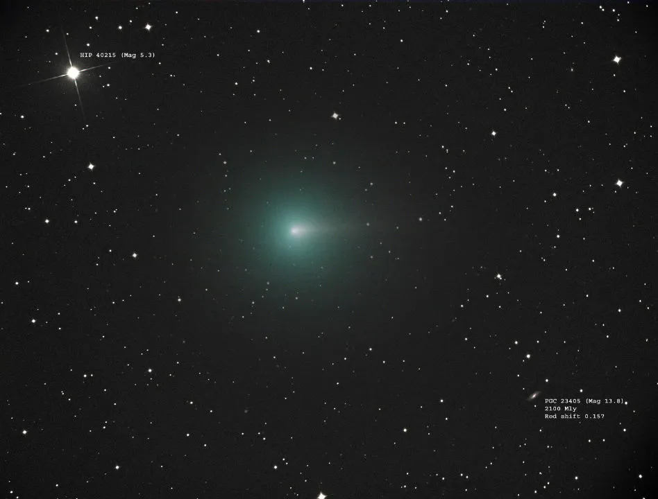 Comet ATLAS Kevin Reid, St Ives, Cornwall, 28 March 2020 Equipment: QSI 683 mono CCD camera, Orion AG12 Newtonian, Losmandy Titan mount