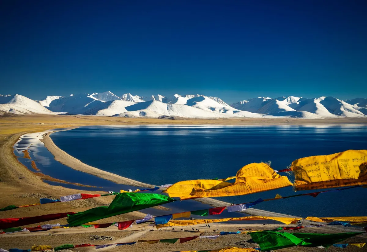 Namtso is the world’s highest salt water lake, at 4,718m above sea level. Credit: YAHUI HUANG / Getty Images