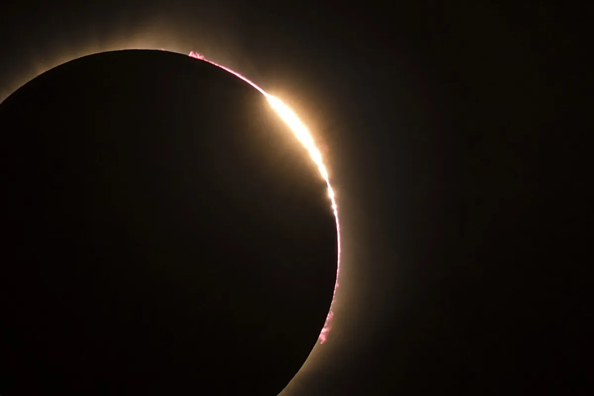 The annular eclipse will be so close to totality that some features of total eclipses may be visible, including Baily’s beads. Credit: John Finney Photography / Getty Images