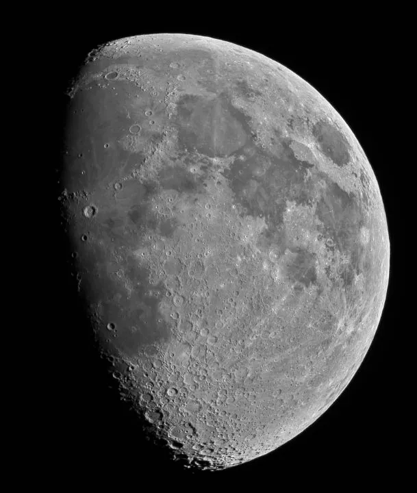The Moon. Ronald Brecher, Guelph, Ontario, 31 May 2020 Equipment: QHY 16200-A camera, Optolong Ha filter, Sky-Watcher Esprit 150ED apo triplet refractor, Paramount MX mount