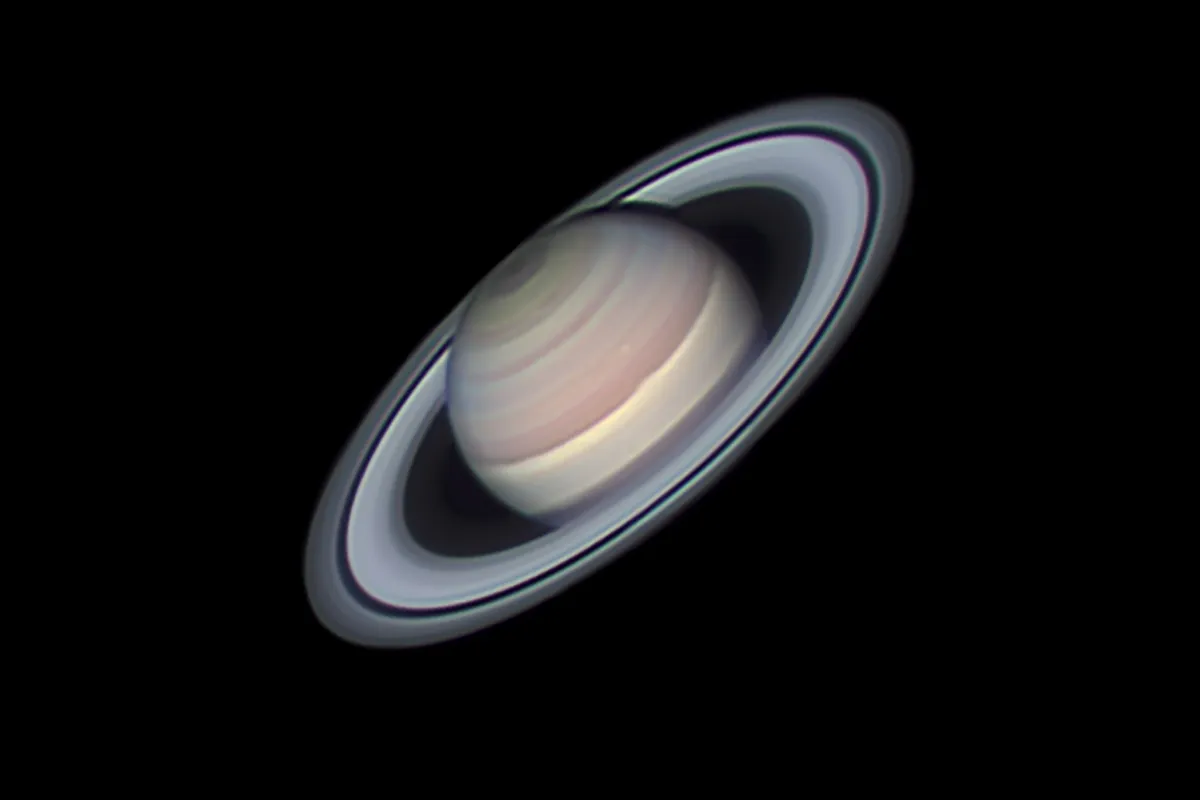 Saturn - the Ringed Jewel of the Solar System Niall MacNeill (Australia). Category: Planets, Comets and Asteroids. Equipment: ZWO ASI 174MM camera, Celestron C14 Edge HD Schmidt Cassegrain, chroma RGB filters, Paramount MX  mount.