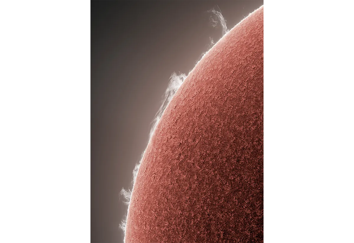 Alan's award-winning image ‘A Little Fireworks’ catches a group of prominences on the solar limb. Credit: Alan Friedman