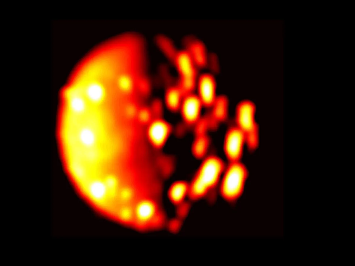 An infrared image of the Southern Hemisphere of Jupiter’s moon Io, as seen by NASA’s Juno spacecraft on 16 December 2017. Credit: NASA/JPL-Caltech/SwRI/ASI/INAF/JIRAM