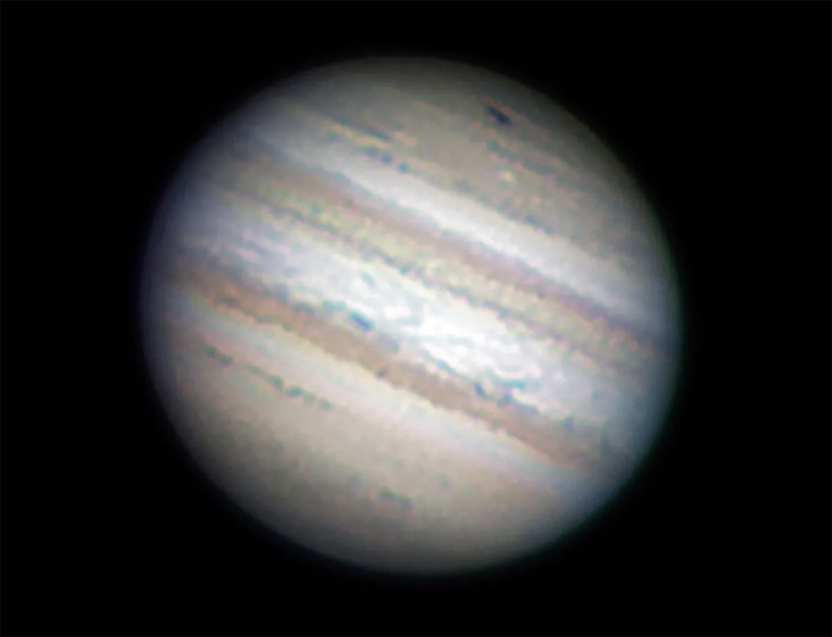 Jupiter with an impact scar, taken on 25 July 2009. Credit: Pete Lawrence