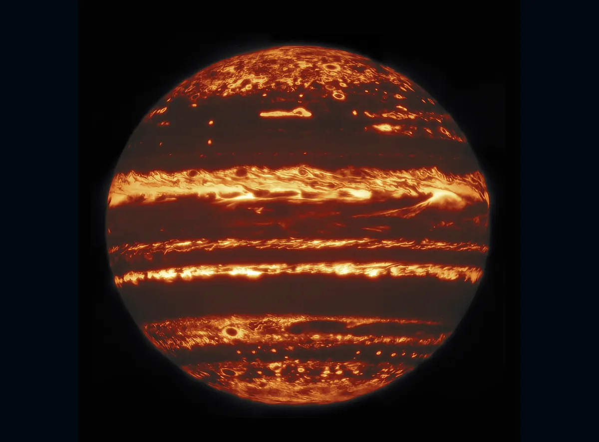 An image of Jupiter captured using 'lucky' imaging. Credit: International Gemini Observatory/NOIRLab/NSF/AURA MH Wong (UC Berkeley) and team