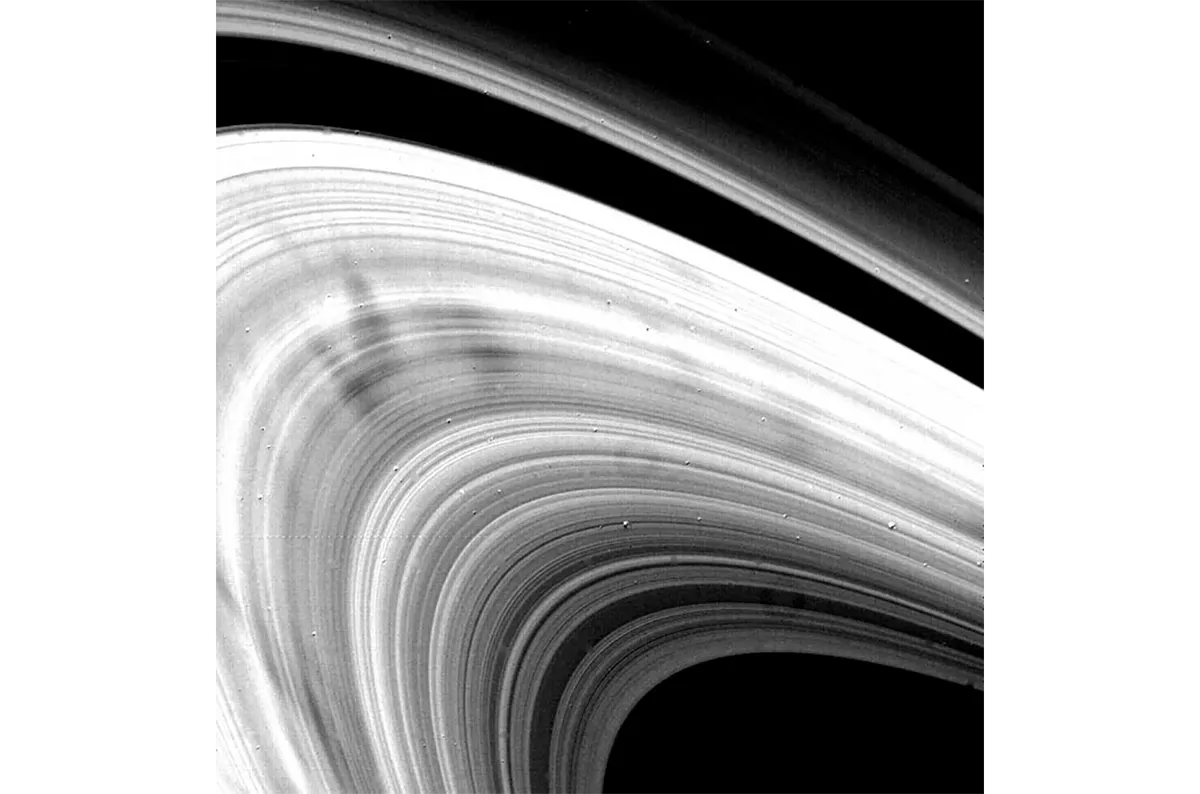 A view of Saturn's rings captured by Voyager 2, 22 August 1981, from a distance of 2.5 million miles. Credit: NASA / JPL-Caltech