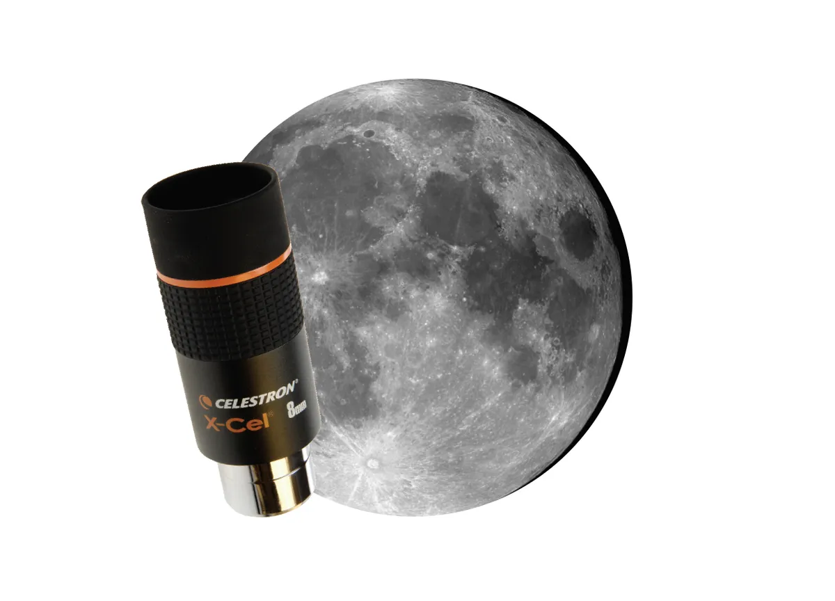 An 8mm eyepiece and a 750mm focal length scope gives 93.75x magnification. This will provide you with close-up views, particularly useful for lunar and planetary observing. Credit: BBC Sky at Night Magazine