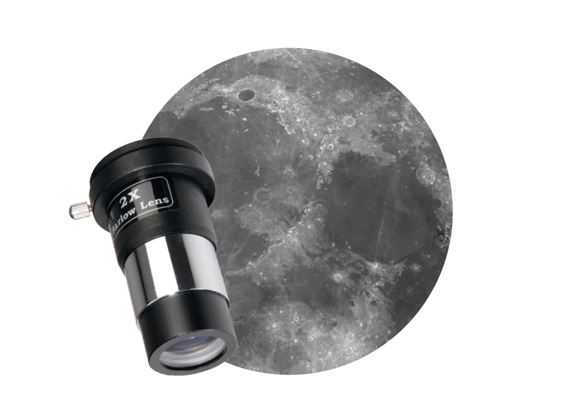 Though not an eyepiece, a 2x Barlow lens gives more power, doubling the magnification of any eyepiece used with it – giving you greater flexibility when you’re out observing. Credit: BBC Sky at NIght Magazine.