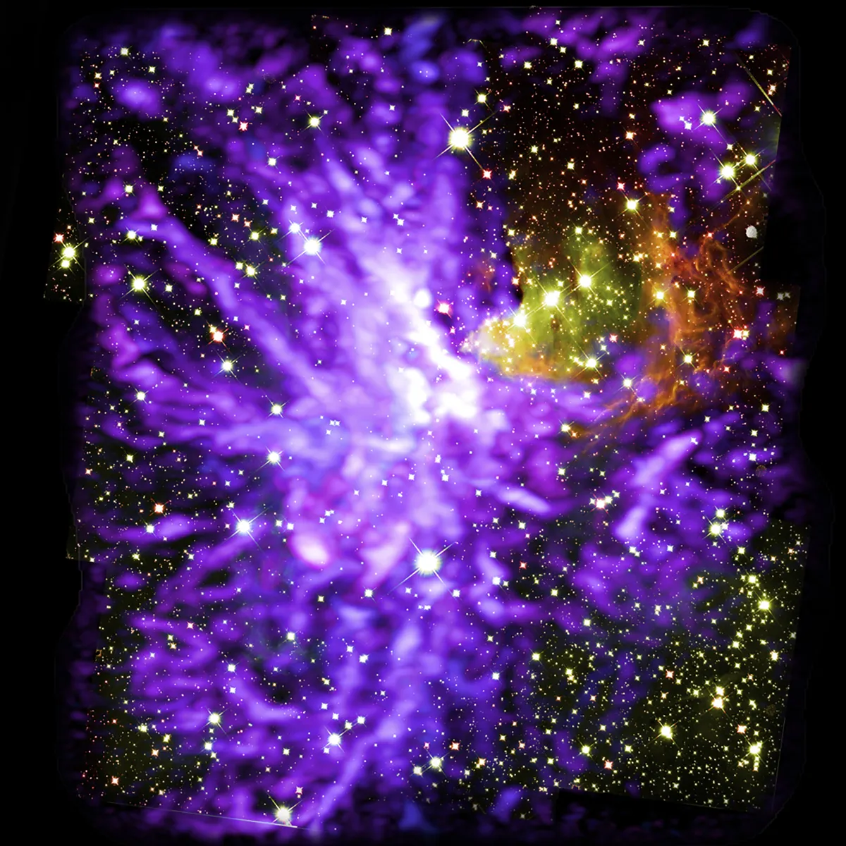 G286.21 0.17. Image credit ALMA (ESO/NAOJ/NRAO), Y. Cheng et al.; NRAO/AUI/NSF, S. Dagnello; NASA/ESA Hubble