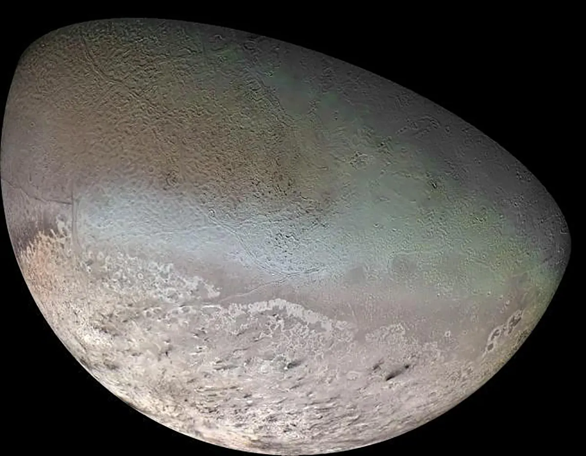 Voyager 2's view of Neptune's moon Triton. Credit: NASA/JPL/USGS