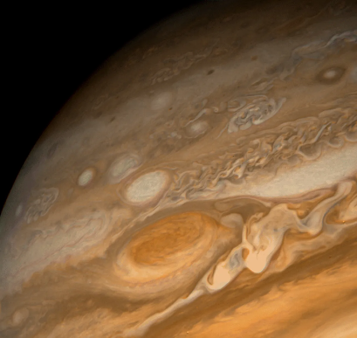  An image of Jupiter and its Great Red Spot, captured during the Voyager mission