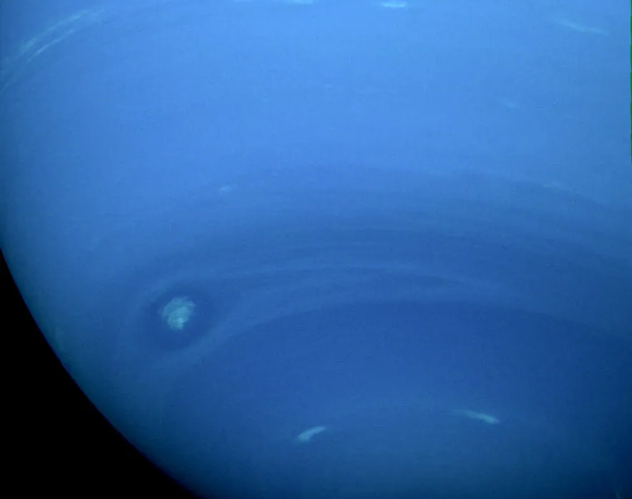 Cloud systems seen in Neptune's southern hemisphere, photographed by the Voyager 2 spacecraft. Credit: NASA