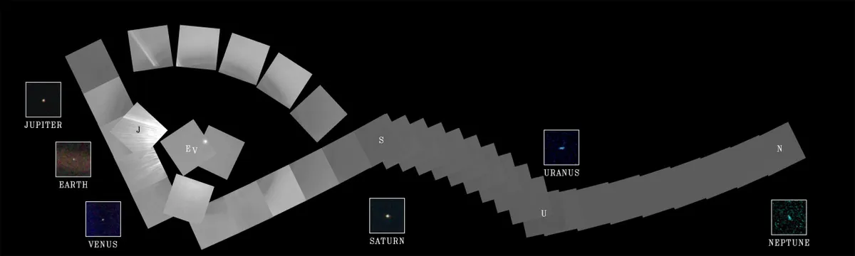 Voyager's 60-frame Solar System portrait. Credit: NASA/JPL-Caltech