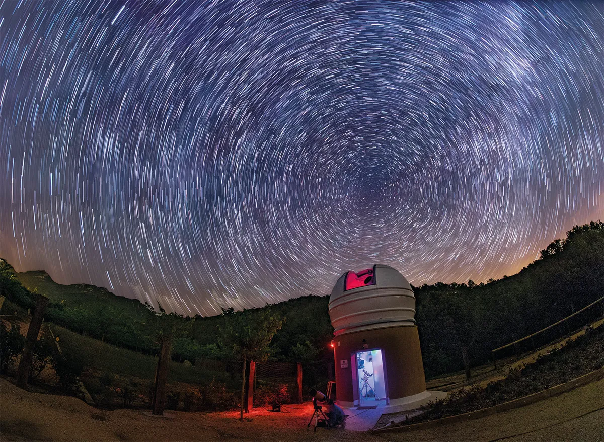 Star trails above the Albanyà Astronomical Observatory. Credit: Albanyà Astronomical Observatory.