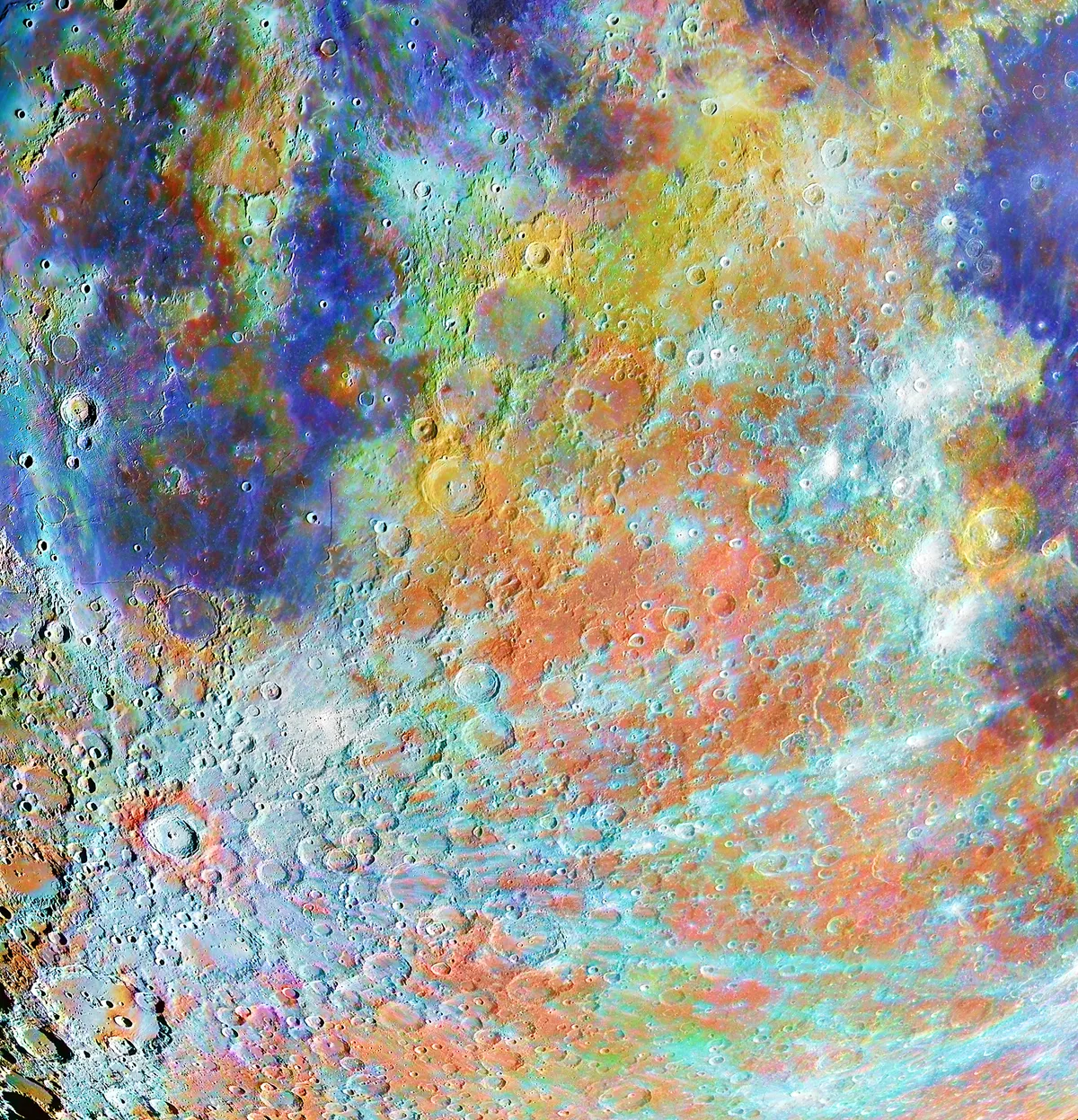 Tycho Crater Region with Colours Alain Paillou (France). Winner, Our Moon. Equipment: Celestron C9.25, Orion Sirius EQ-G mount, ZWO ASI178MM and ASI178MC cameras.