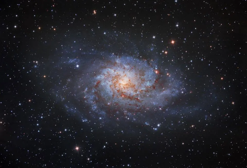 M33, The Triangulum Galaxy Andrea Maggi, Vicenza, Italy, 20 November 2019. Equipment: ZWO ASI 294MC Pro colour camera, ARTEC 200 Lite Artesky astrograph, Sky-Watcher EQ8 mount
