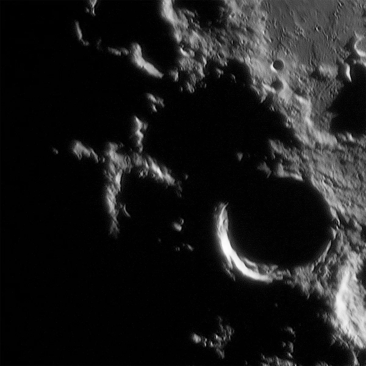 The Lunar X is one of the most famous effects highlighted by the Moon's terminator. Credit: Pete Lawrence