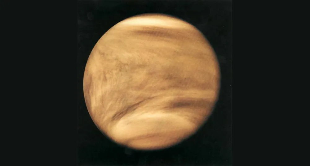 An ultraviolet image of Venus's clouds captured by the Pioneer Venus Orbiter (Feb. 5, 1979). Credit: NASA