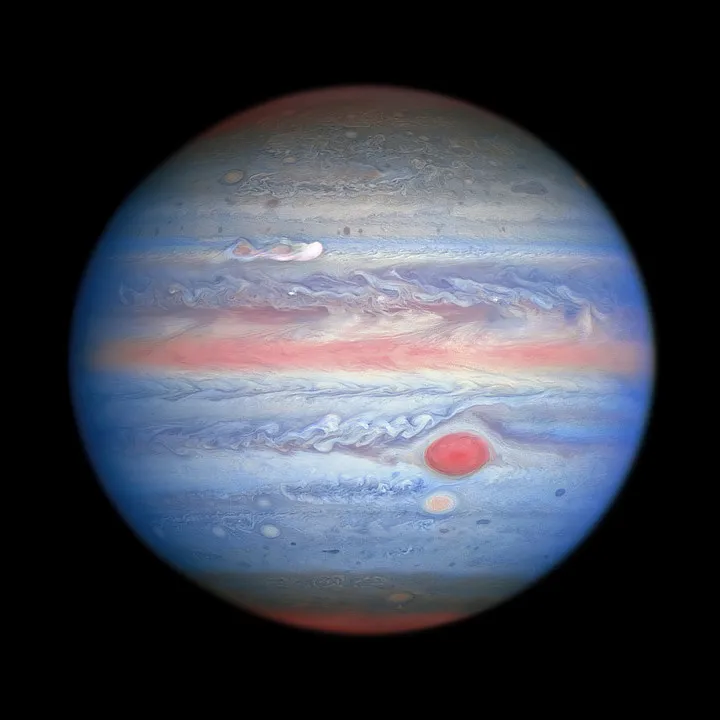 Jupiter in ultraviolet/visible/near-infrared light Hubble Space Telescope, 25 August 2020. Credit: NASA, ESA, A. Simon (Goddard Space Flight Center), and M. H. Wong (University of California, Berkeley) and the OPAL team.