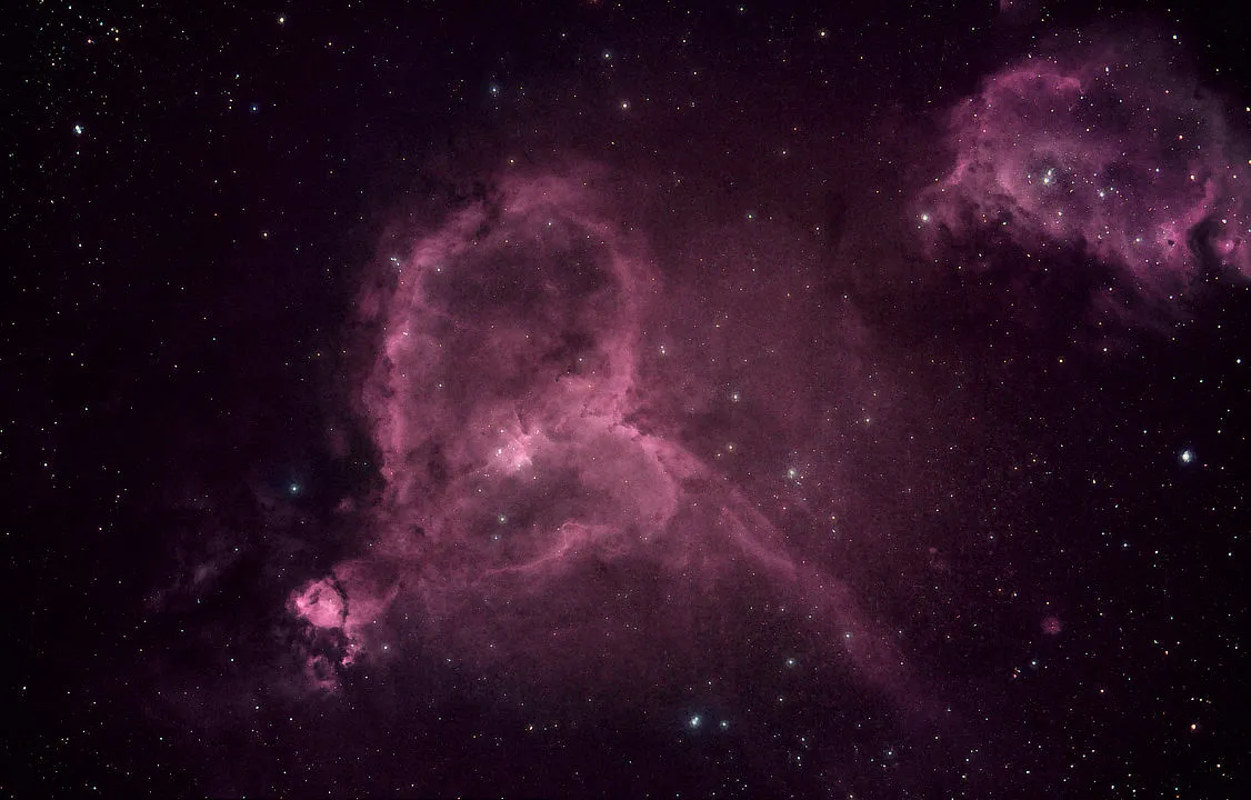 The Heart and Soul Nebulae Richard Jackson, Pyrenees, France, 25 and 26 August 2020. Equipment: SBIG STL-11000M CCD camera, Takahashi Sky-90 apo refractor
