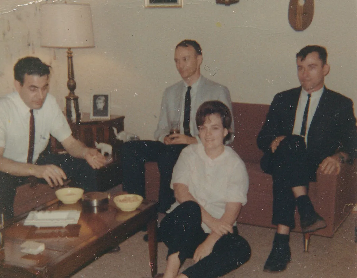Left to right: 3) Tony Jenzano, Mike Collins (Apollo 11), Carol Jenzano, John Young (Apollo 10 & Apollo 16). Credit: Carol Jenzano