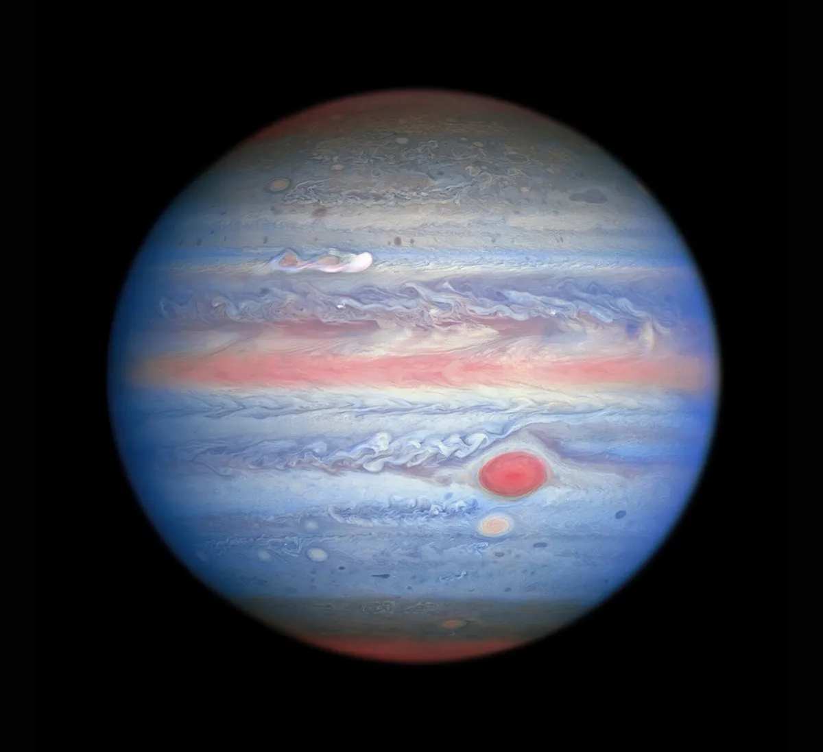 An ultraviolet/visible/near-infrared light view of Jupiter captured by the Hubble Space Telescope. Credit: NASA, ESA, A. Simon (Goddard Space Flight Center), and M. H. Wong (University of California, Berkeley) and the OPAL team.