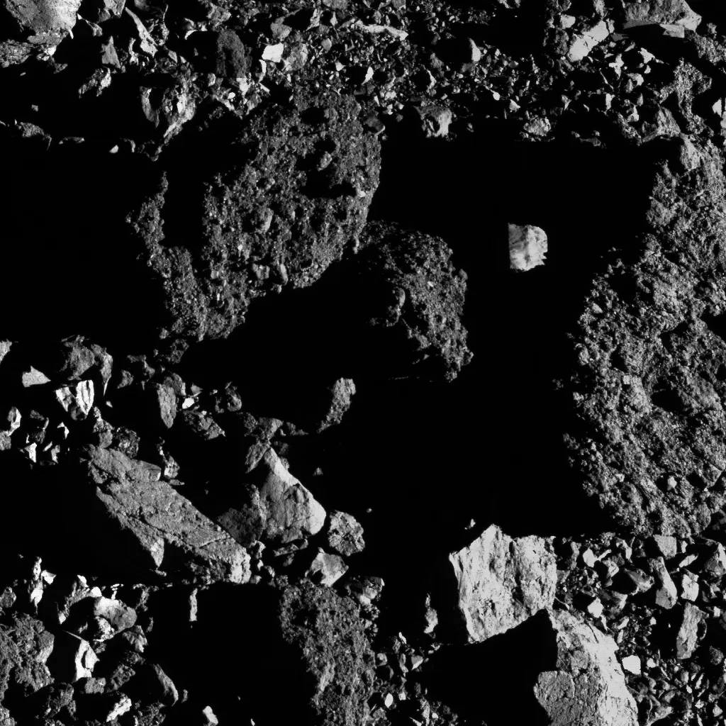 Rocks and boulders in asteroid Bennu's equatorial region, captured by OSIRIS-REx on 2 August 2019. Credit: NASA/Goddard/University of Arizona
