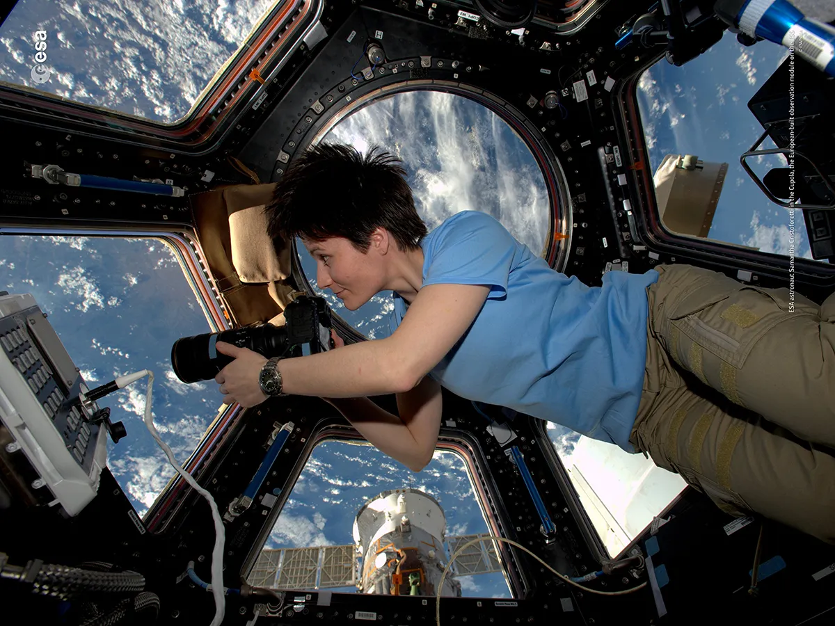 ESA astronaut Samantha Cristoforetti points her camera out the Cupola on the International Space Station to capture an image of Earth. Credit: ESA/NASA