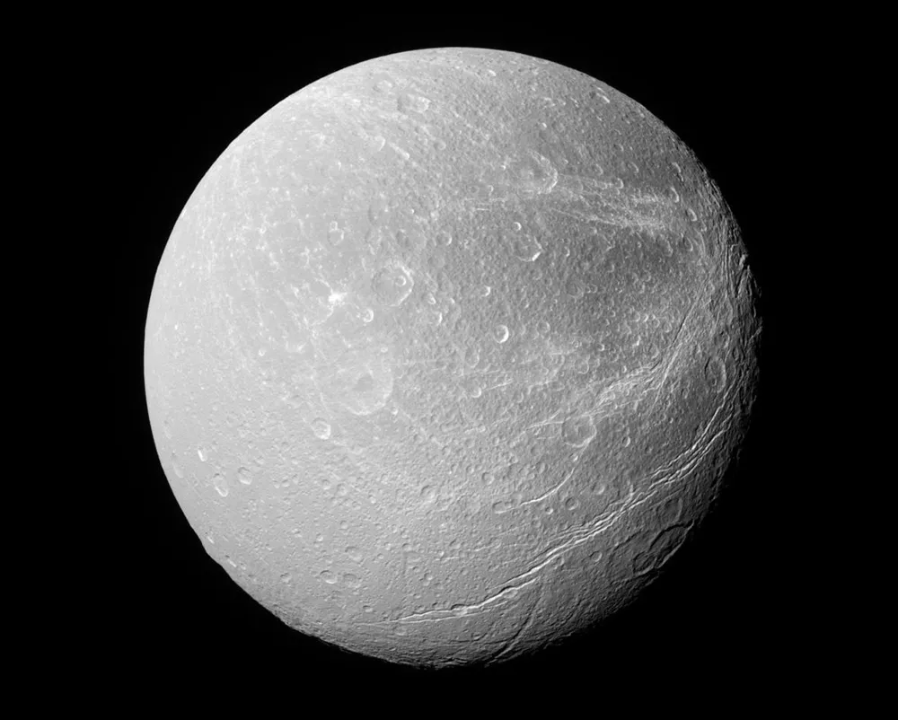 Saturn's moon Dione. Credit: NASA/JPL/Space Science Institute