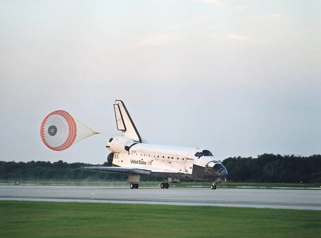 Space Shuttle Discovery and the STS-85 crew land after a successful 12-day mission, 19 August 1997. Ascent and landing were some of the tensest moments during Shuttle missions. Credit: NASA