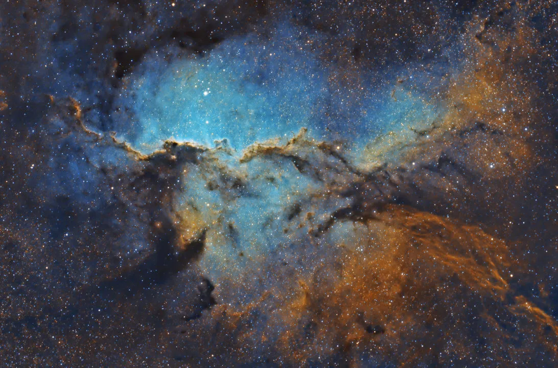 NGC 6188, the fighting dragons of Ara Shawn Nielsen,remotely via Siding Springs Observatory, Australia, March 2016 and October 2020. Equipment: SBIG STL-11000M camera, Takahashi FSQ ED 106mm refractor, Paramount ME EQ mount