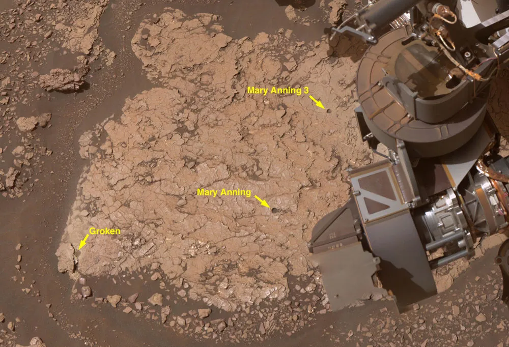Mars Curiosity’s close-up of the Mary Anning drilling location CURIOSITY MARS ROVER, 25 OCTOBER 2020. Credit: NASA/JPL-Caltech/MSSS