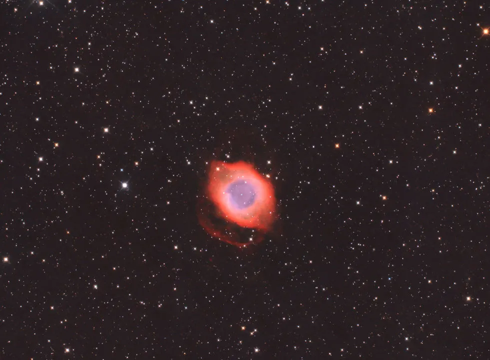 NGC 7293, The Helix Nebula Davide Mancini, Perth, Australia, 8 November 2020. Equipment: ZWO ASI 2600MC colour camera, SharpStar 150 f/2.8 astrograph, Sky-Watcher HEQ5 mount