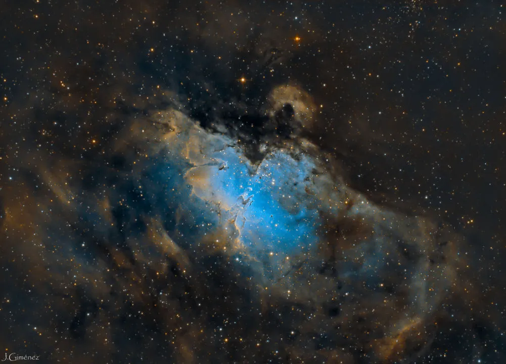 M16, The Eagle Nebula Juanma Giménez, Barcelona, Spain, 16 June 2020. Equipment: ZWOASI 1600MM camera, Sky-Watcher 150/750 Newtonian, Sky-Watcher EQ6R Pro mount