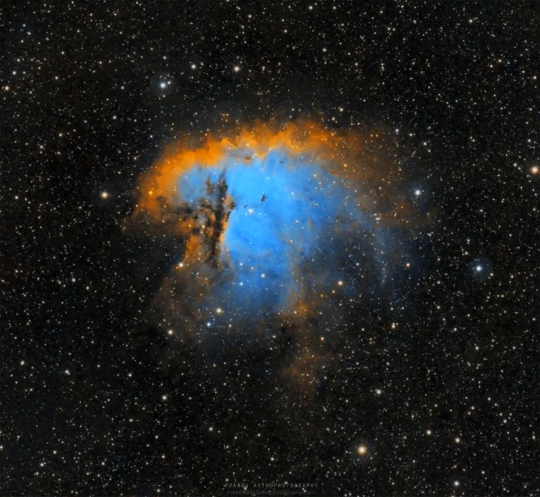 The Pacman Nebula NGC 281 Prabhu, Mleiha, UAE, 18 October and 14 November 2020. Equipment: ZWO ASI 1600MM Pro camera, Sky-Watcher Esprit 80ED apo triplet refractor, Sky-Watcher EQ6 mount