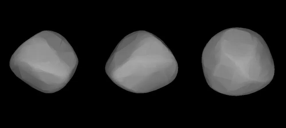 A 3D model of Asteroid 14 Irene. Credit: Astronomical Institute of the Charles University: Josef Ďurech, Vojtěch Sidorin