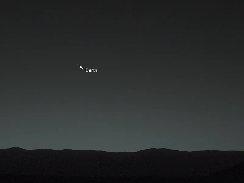 A view of Earth from Mars, appearing like the brightest star in the Martian sky. Credit: NASA Jet Propulsion Laboratory-Caltech/Malin Space Science Systems/Texas A&M University. Source: NASA Jet Propulsion Laboratory.