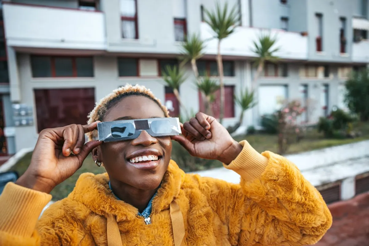 Eclipse glasses are perhaps the easiest way of staying safe while observing a solar eclipse. Credit: LeoPatrizi / Getty Images