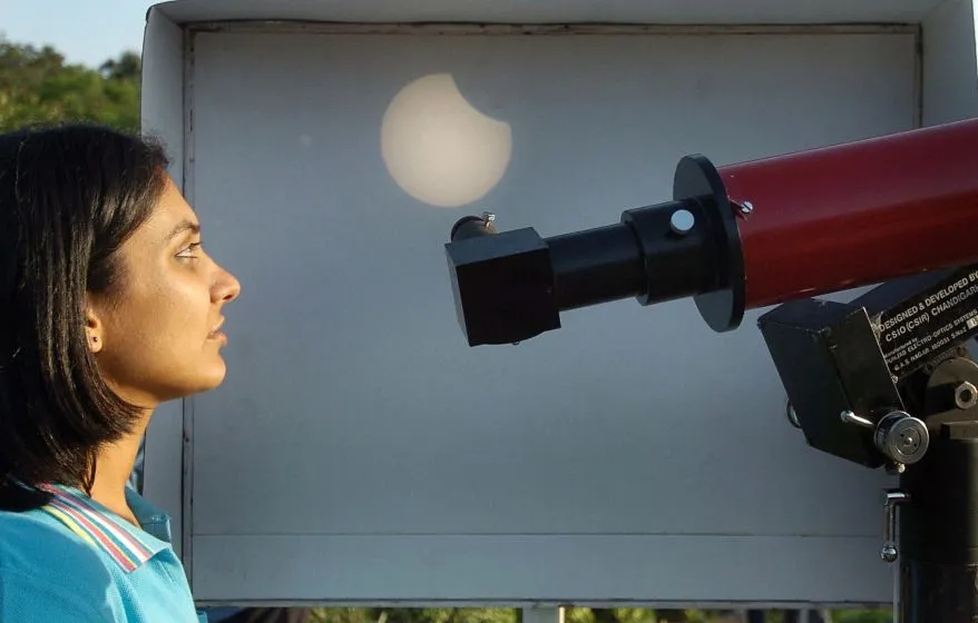 A projection screen is a great way to safely observe a solar eclipse.