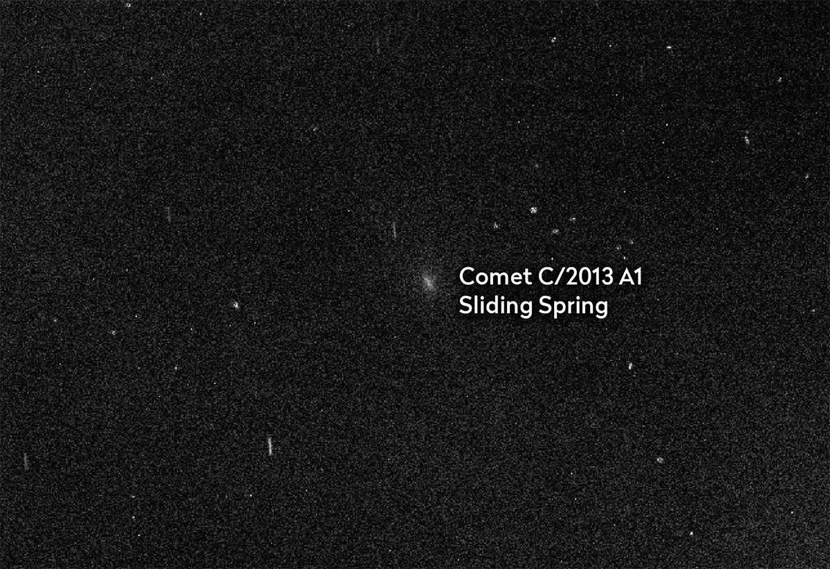The Opportunity rover captured this view of Comet Siding Spring as it passed near Mars on 19 October 2014. Credit: NASA/JPL-Caltech/Cornell Univ./ASU/TAMU
