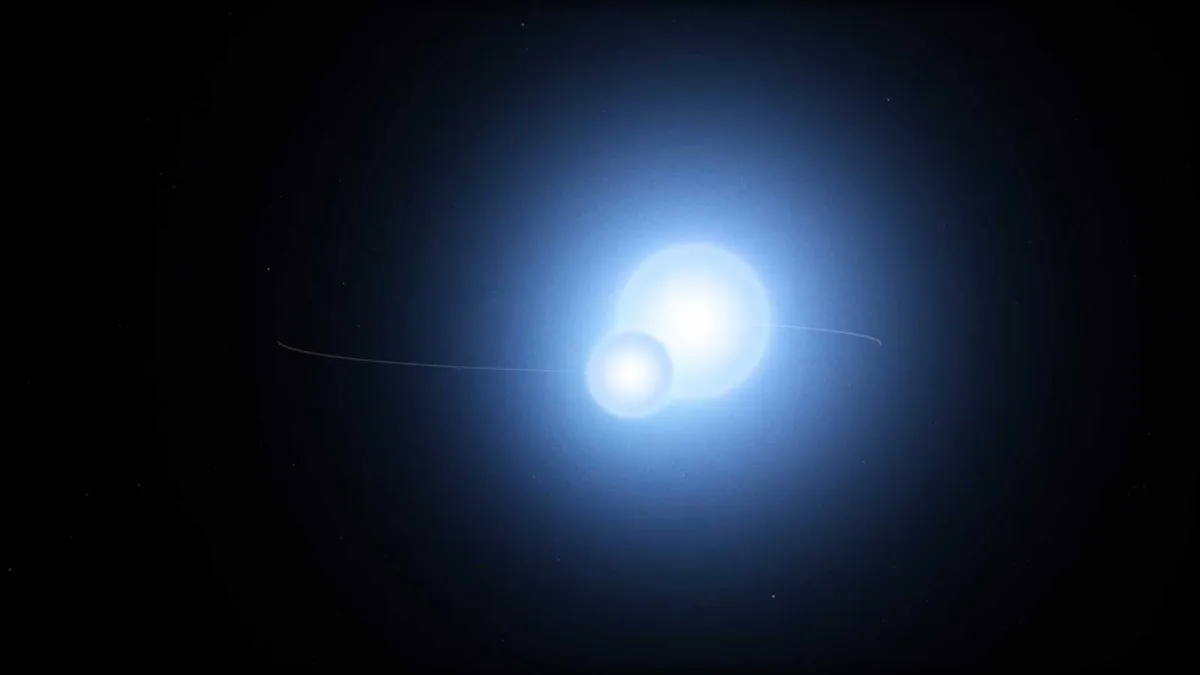 An artist's impression of Thuban, an eclipsing binary star. Credit: NASA's Goddard Space Flight Center/Chris Smith (USRA)