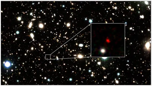 Galaxy HD1 is the most distant object in the Universe ever seen. Credit: Harikane et al.
