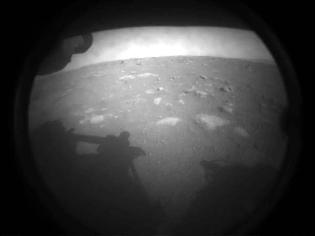 The first image of Mars captured by NASA’s Perseverance rover. Credit: NASA/JPL-Caltech