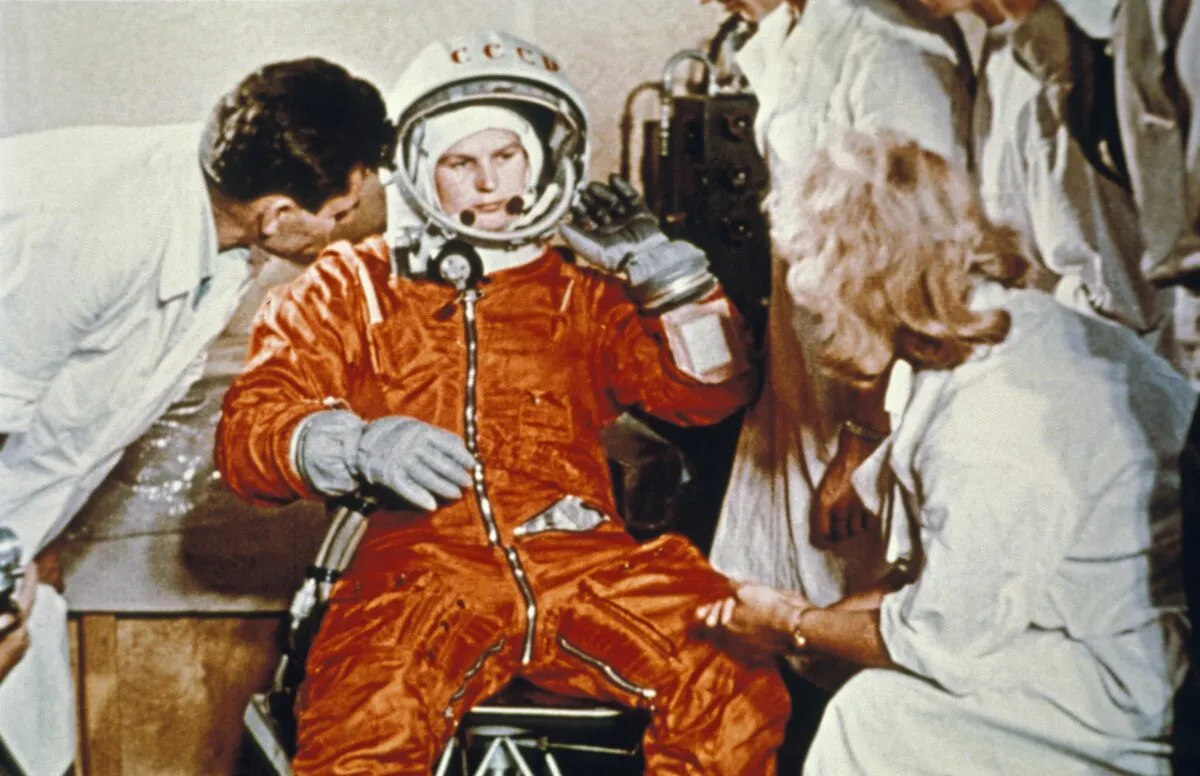 Valentina Tereshkova prepares for her famous Vostok 6 flight, during which she would become the first woman in space, 16 June 1963. Credit: Sovfoto/Universal Images Group via Getty Images