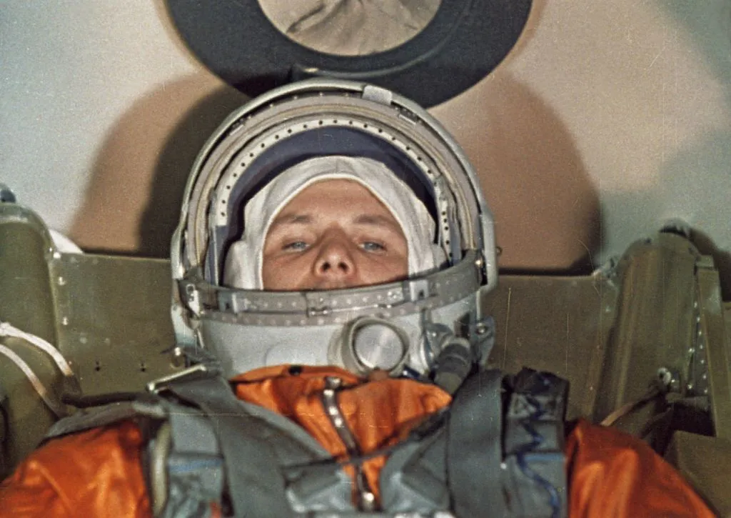Cosmonaut Yuri Gagarin pictured in his Vostok 1 capsule before his flight into space, 1961. Photo by: Sovfoto/Universal Images Group via Getty Images