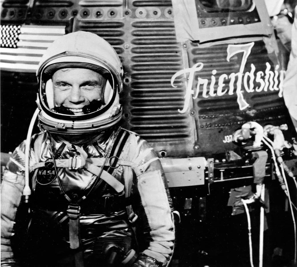 John Glenn pictured in front of his Friendship 7 capsule. Credit: NASA